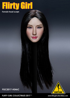 [FGC-HS46C] Flirty Girl's Female 1/6 Head Sculpt with Black Long Hair