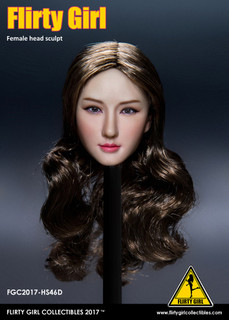 [FGC-HS46D] Flirty Girl's Female 1/6 Head Sculpt with Brown Wavy Long Hair