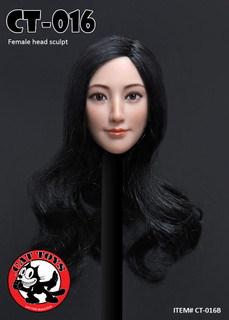 [CAT-016B] 1/6 Female Head Sculpts with Long Black Hair by Cat Toys