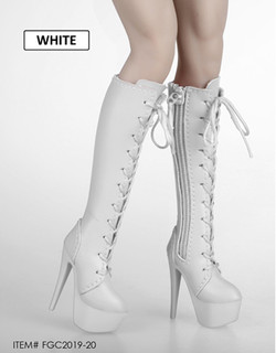 [FGC-2019-20] 1/6 White Female Fashion Laces Boots by Flirty Girl's