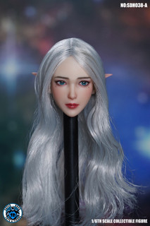 Super Duck 1:6 Elf Female Head Sculpture with White Hair [SUD-SDH038A]