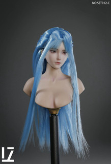 1:6 LZ TOYS Zero Hair Transplant Female Head with Blue Hair [LZT-SET012C]