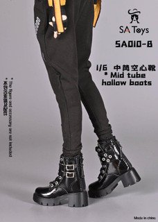 SA Toys 1:6 Black Mid Tubehollow Boots [SAT-010B]