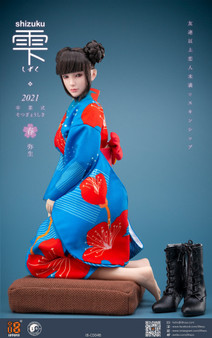 i8TOYS Blue with Red Flowers Furisode Shizuku 1/6 Clothing Set [i8-C004B]
