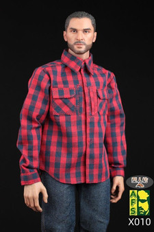 AFS Toys 1:6 Red Men’s Plaid Shirt [AFS-X010B]