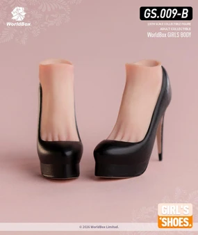 World Box 1/6 Black Waterproof Platform High Heels [WB-GS009B]