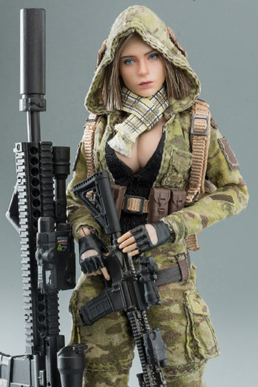 VCF-3004] 1:12 MC Camouflage Women Soldier Villa Palm Treasure