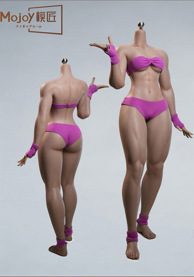 Mojoy Studio 1:6 Fighting Style Female Body without Head, Detachable Feet, Small Bust, Tan Skin [MJ-BD02]