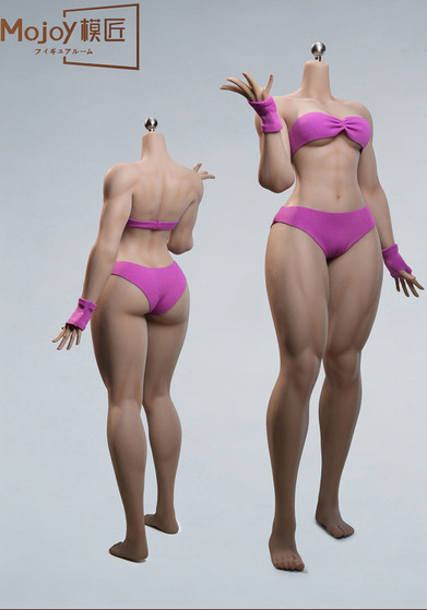 Mojoy Studio 1:6 Fighting Style Female Body without Head, Fixed Feet, Small Bust, Tan Skin [MJ-BF02]