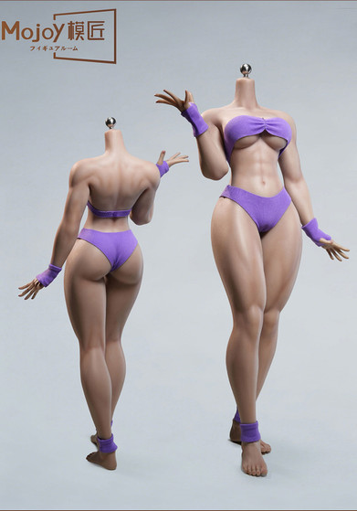 Mojoy Studio 1:6 Fighting Style Female Body, Head Not Included, Detachable Feet, Large Bust, Tan Skin [MJ-CD02]