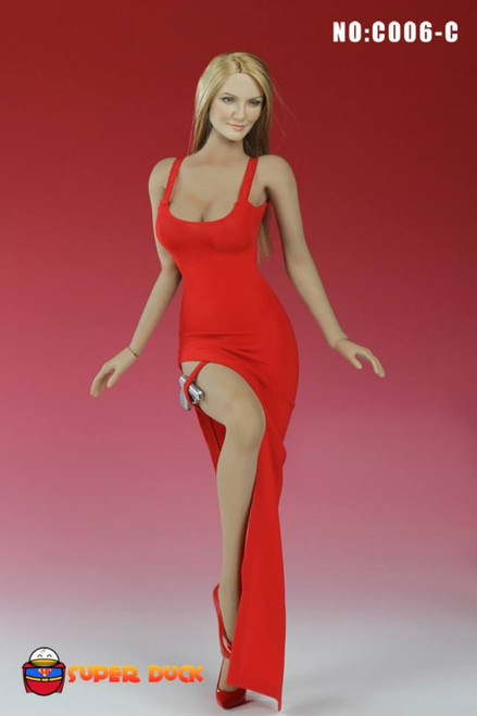 [SUD-C006C] Super Duck Sleeveless Bodycon Dress in Red for 1:6 Scale Female Figures