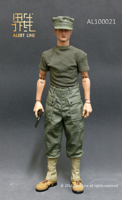 Alert line WWII USMC BAR gunner helmet 1/6 toys Marine Dragon Soldier GI DID Dam 