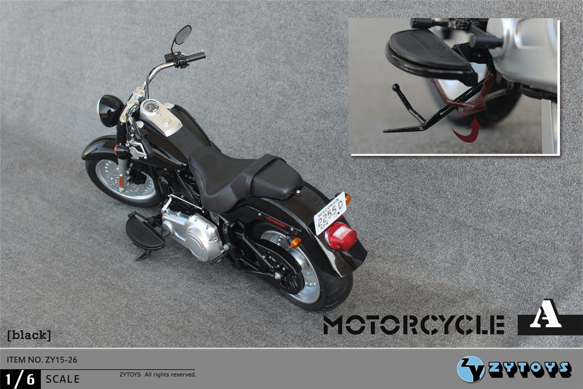 ZY-15-26A] ZY Toys Motorcycle Cruiser in Black for 1:6 Scale