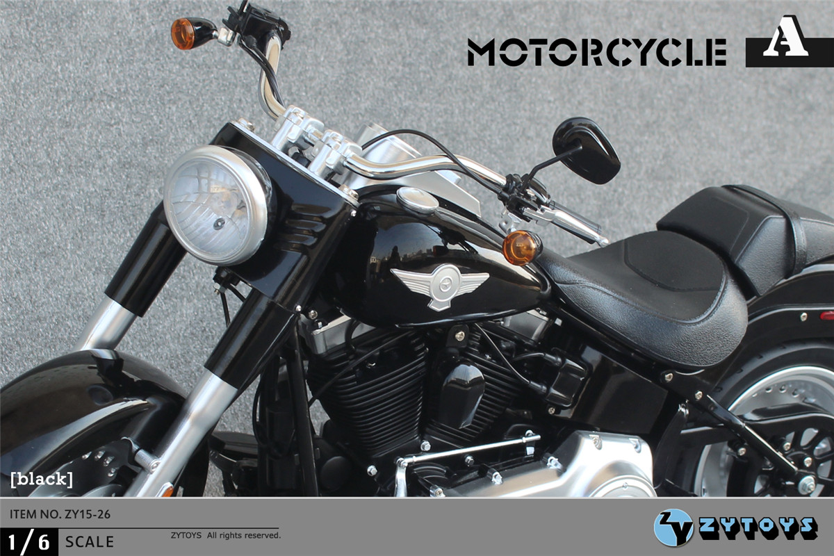 yo　1/6 ZY-15-26A] ZY Toys Motorcycle Cruiser in Black for 1:6 Scale