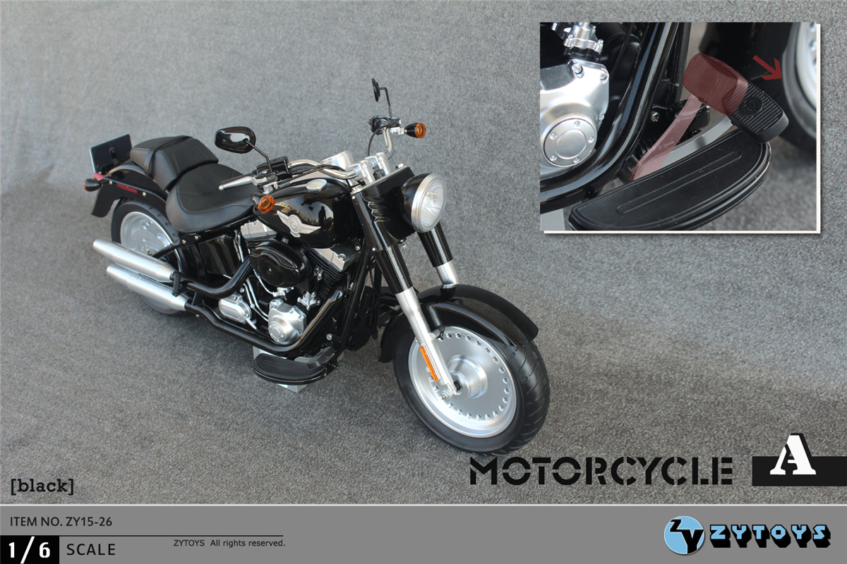 ZY-15-26A] ZY Toys Motorcycle Cruiser in Black for 1:6 Scale