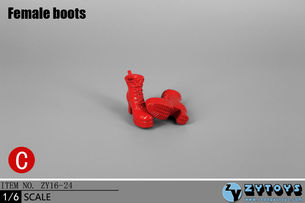 ZY TOYS 1/6 Scale Zipper Short Boots For 12" Female Action Figure / Doll Bodies