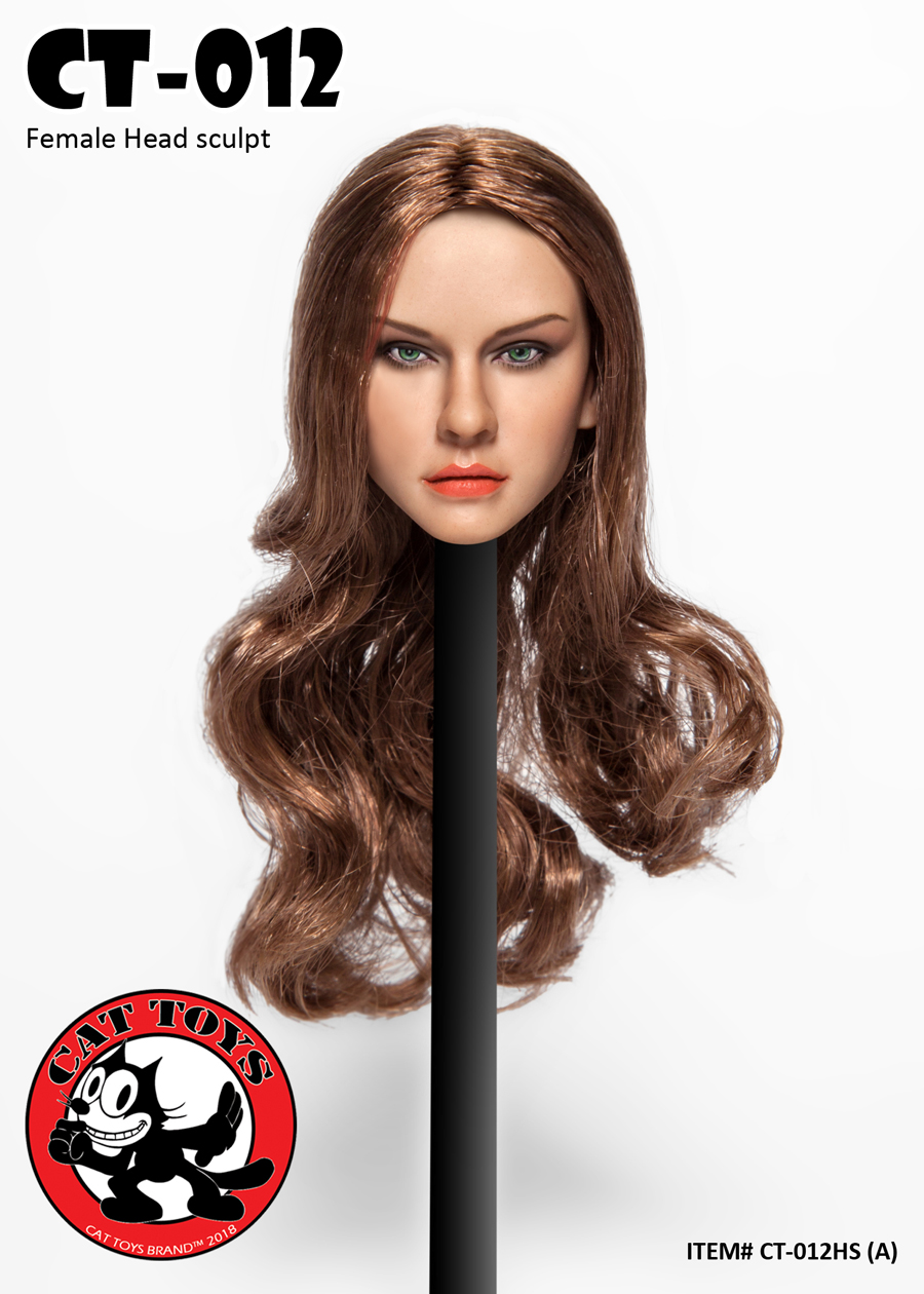 CAT-012A] 1/6 Cat Toys Female Head Sculpt with Brown Hair - EKIA