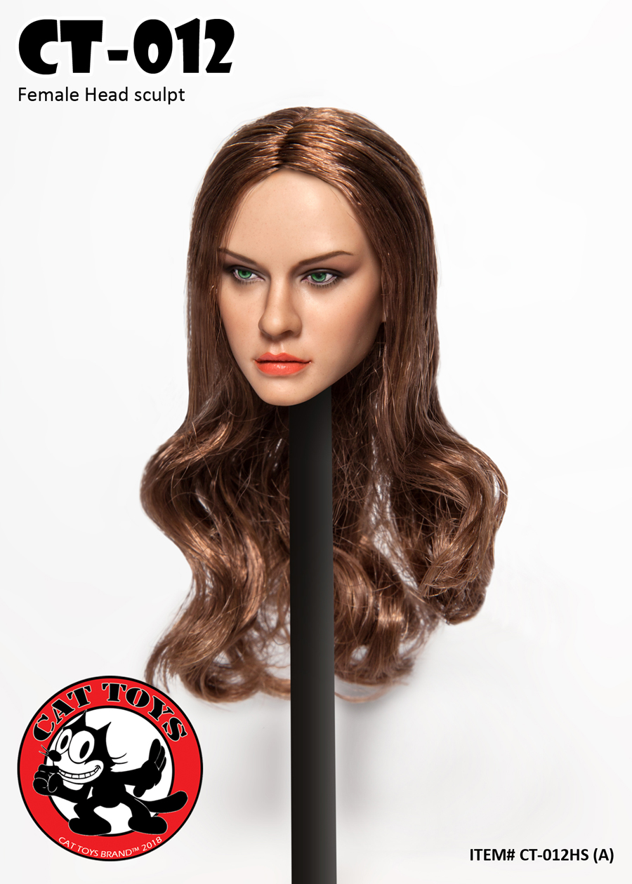 CAT-012A] 1/6 Cat Toys Female Head Sculpt with Brown Hair - EKIA