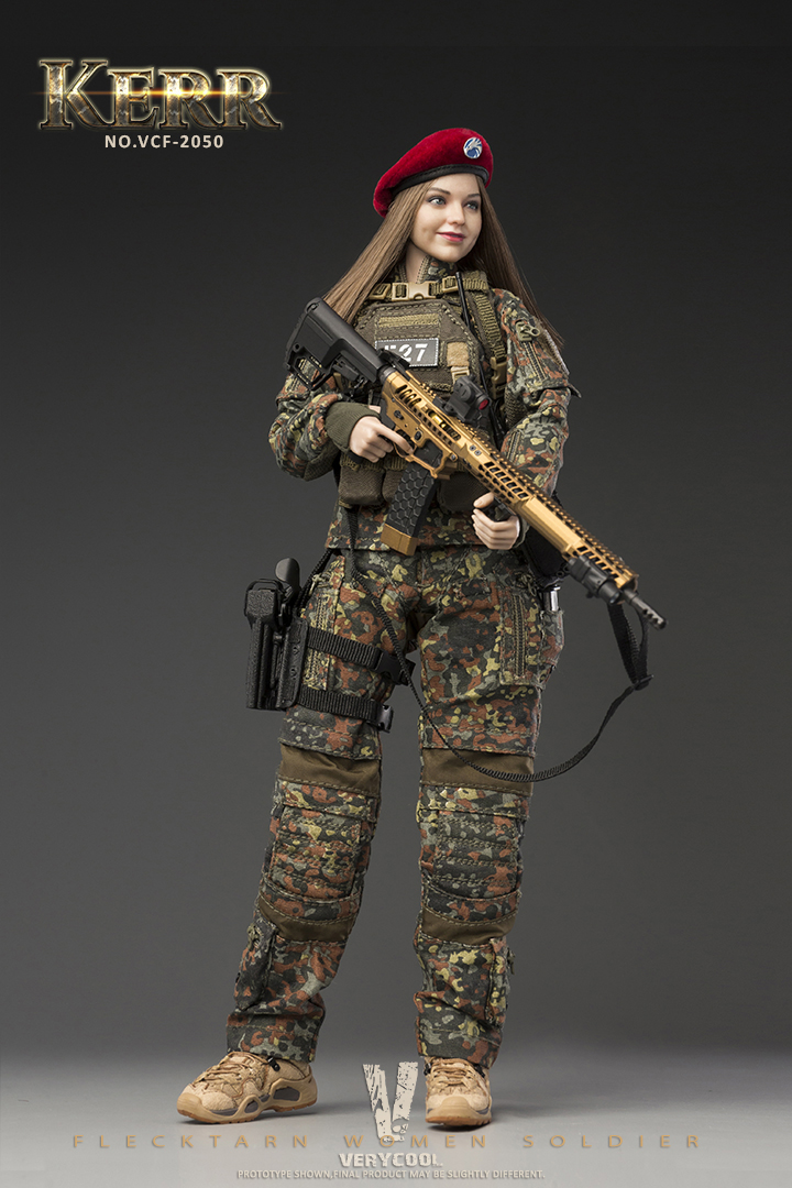 FLECKTARN KERR 1/6スケール女性兵士ミリタリー フィギュア VCF-2050] 1/6 Flecktarn Women Soldier KERR Figure by Very