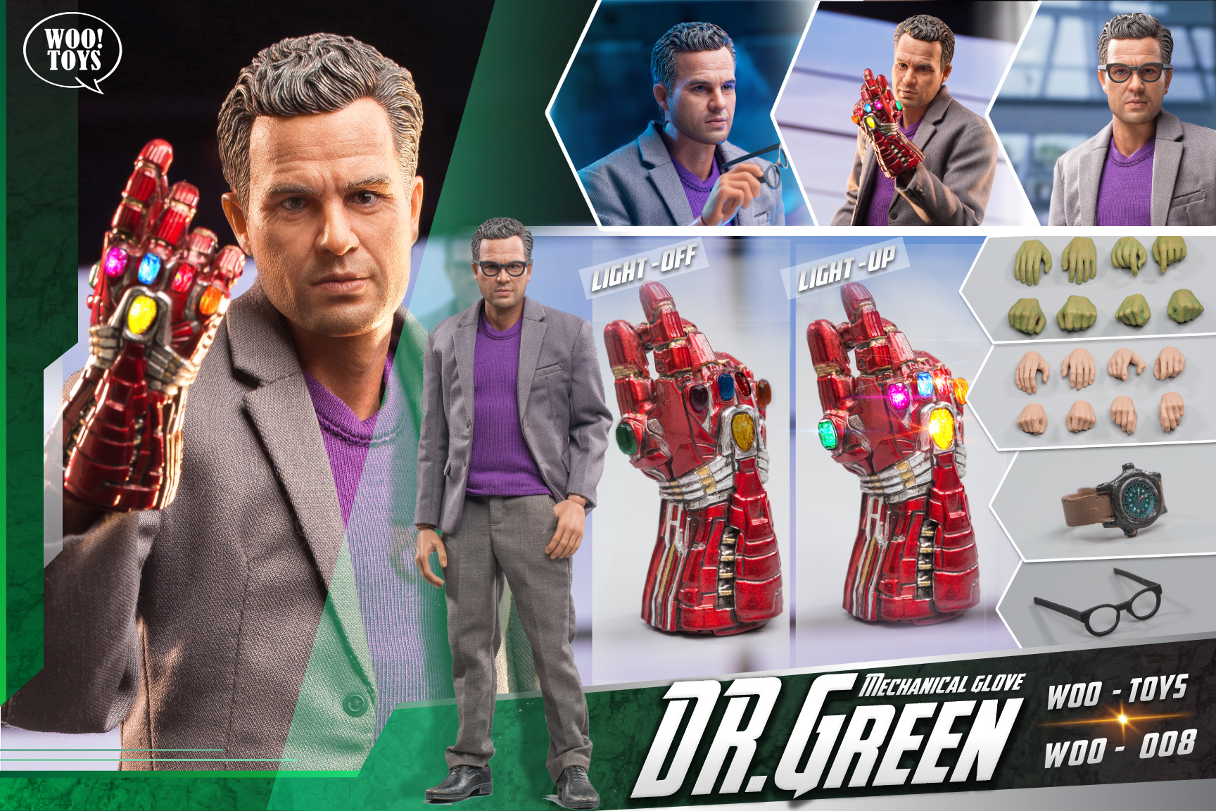 WO-008] 1/6 Dr Green Action Figure by Woo! Toys - EKIA Hobbies