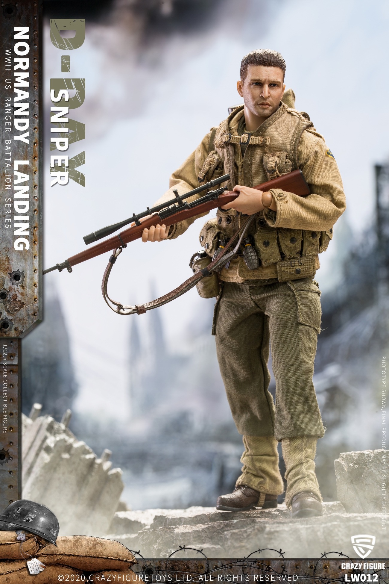 CrazyFigure 1/12 WWII U.S. Rangers On D-Day Sniper [CF-LW012