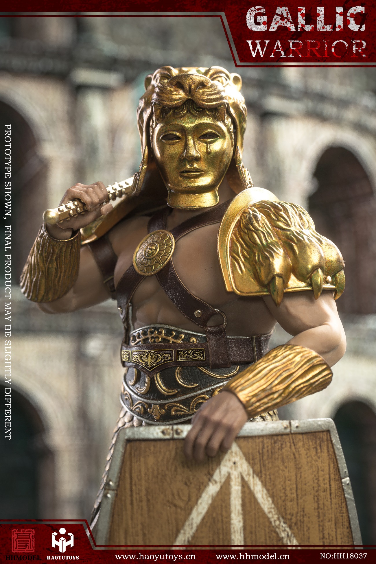 Figurine HAOYUTOYS HHMODEL 1/6 – Guerrier Gaulois Gold – Chasseur Gladiateur – Neuf