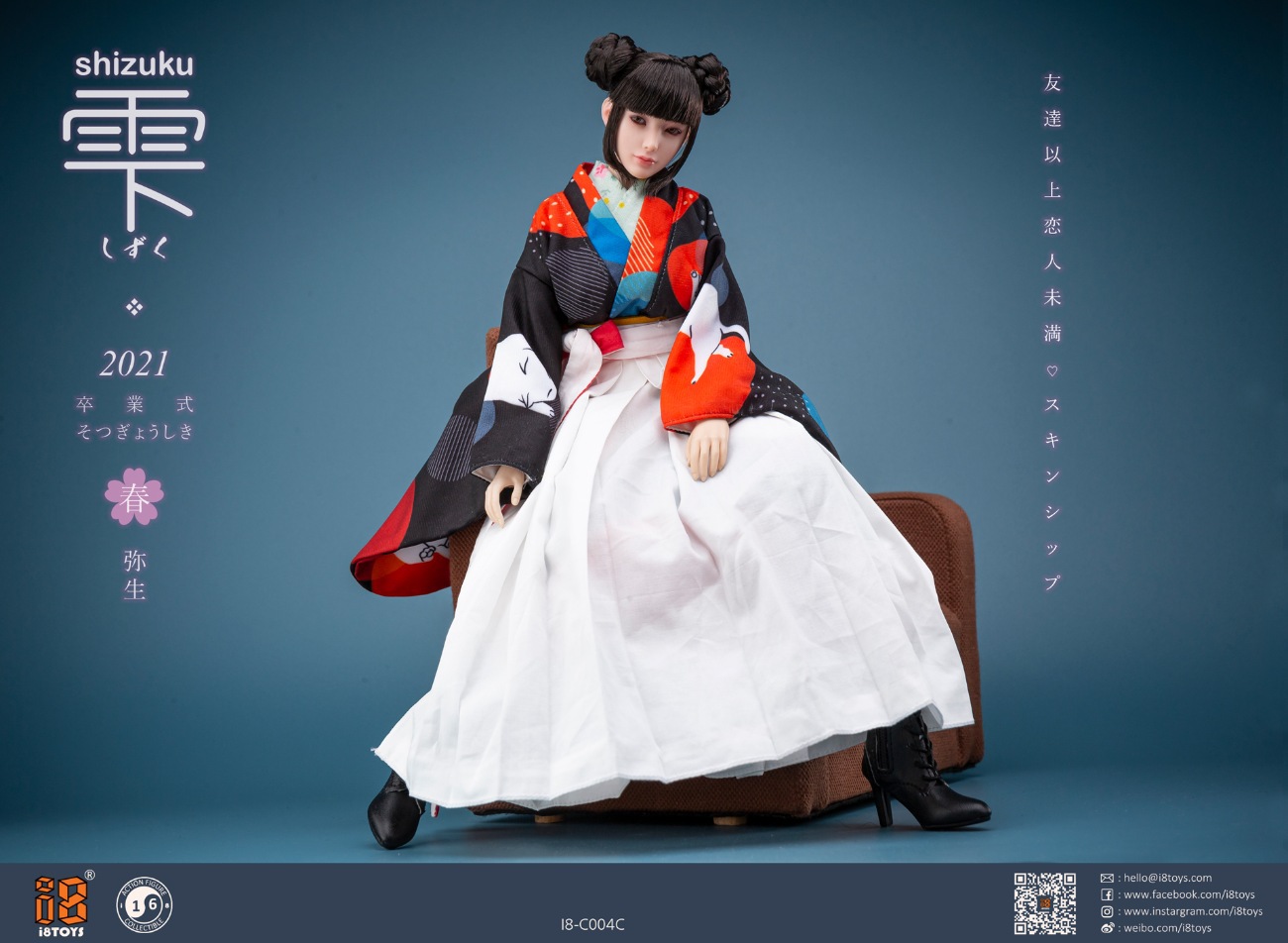 i8TOYS Black with White Cats Furisode Shizuku 1/6 Clothing Set [i8