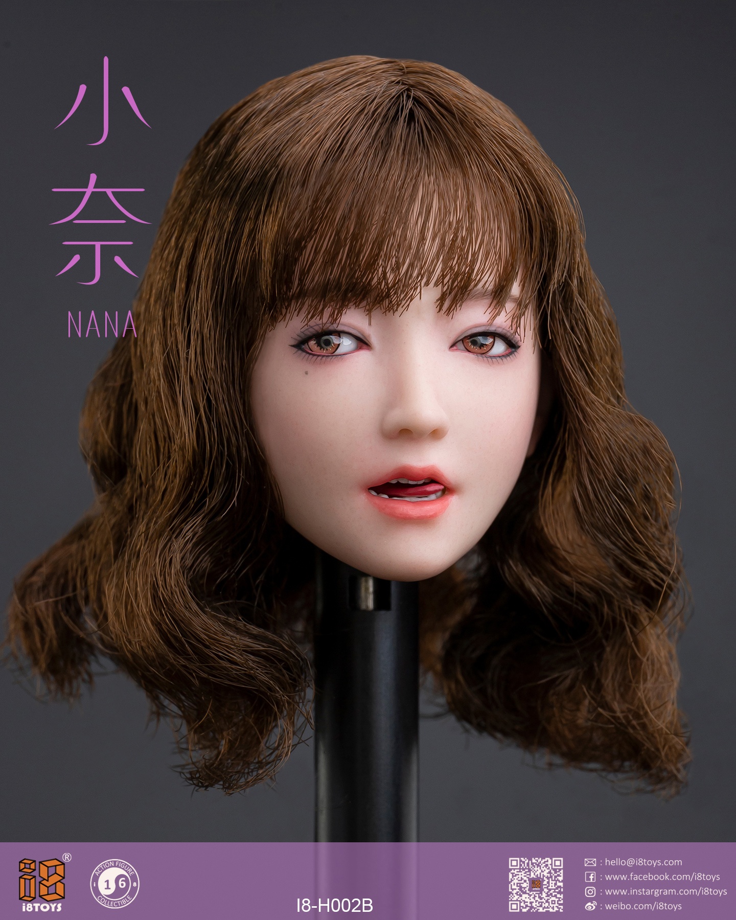 i8TOYS 1/6 女性ヘッド 奈々 NANA I8-H002　ファイセン i8TOYS 1/6 NaNa Girl Action Figure Head [i8-H002B] - EKIA