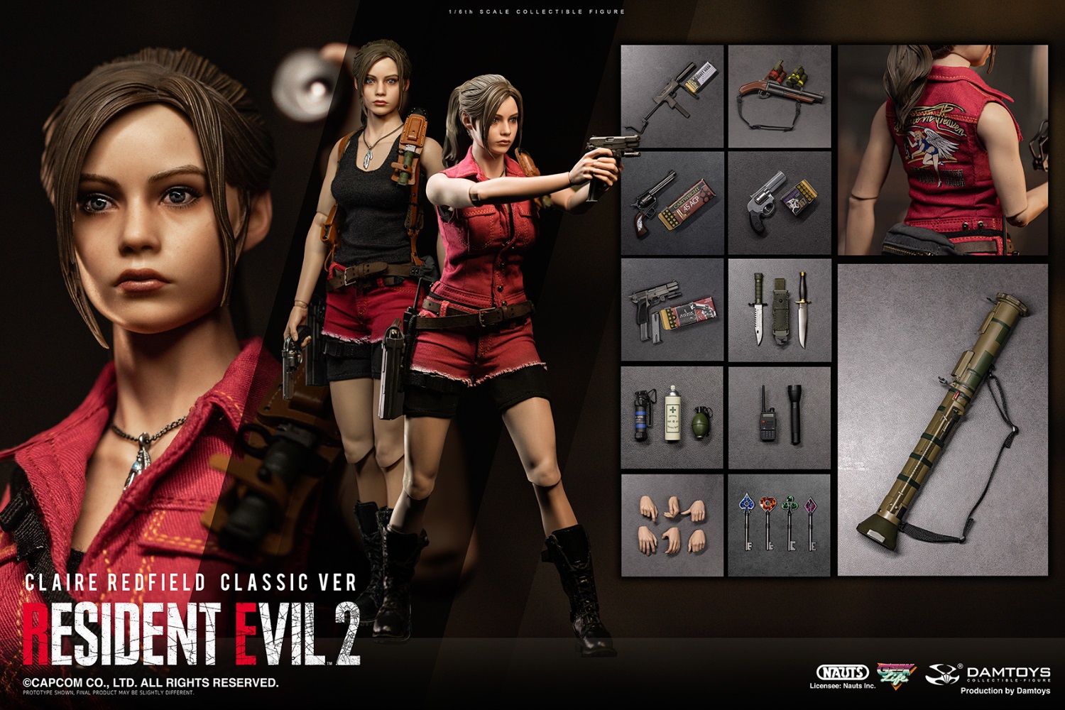 DAMTOYS DMS031 1/6 Resident Evil 2 Remake Ver. Claire Redfield Figure Model  Gift