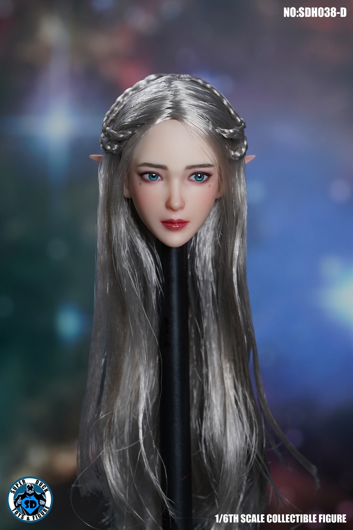 Super Duck 1:6 Elf Female Head Sculpture with Sliver Hair