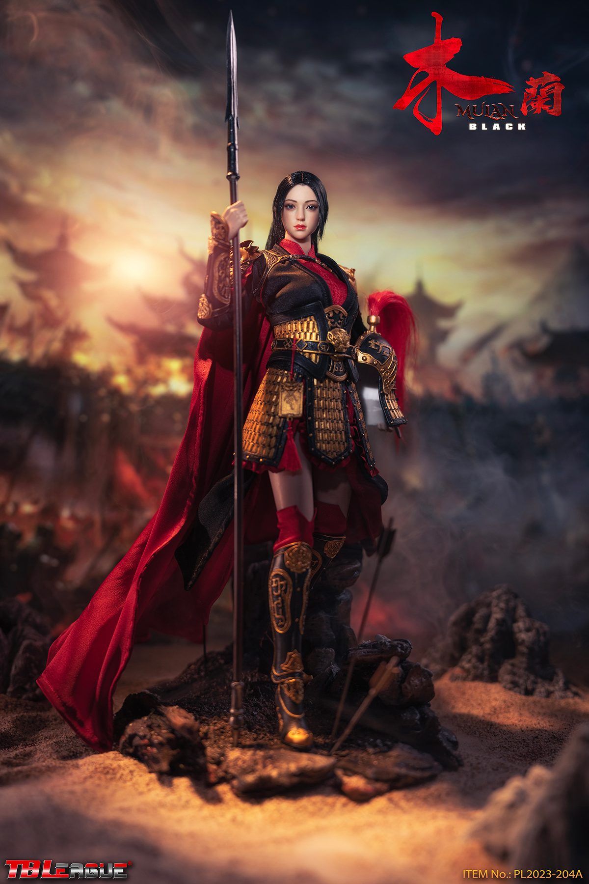 1/6 アクションフィギュア ムーラン ブラック（PL2023-204A） TBLeague 1/6 Hua Mulan 花木蘭 Black Female Figure [PL2023-204A