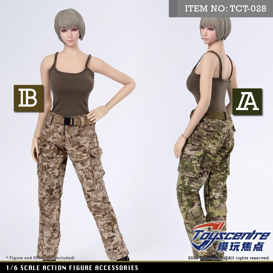 1/6 Female combat camo clothes top Pants A for phicen hot toys 12