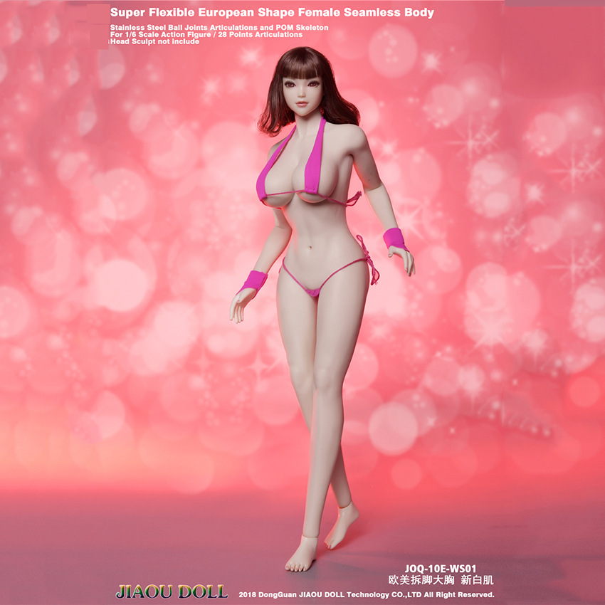JIAOU Doll 1/6 Small Breasts Tanned Skin Female Body Stainless fexible Pale  Bod
