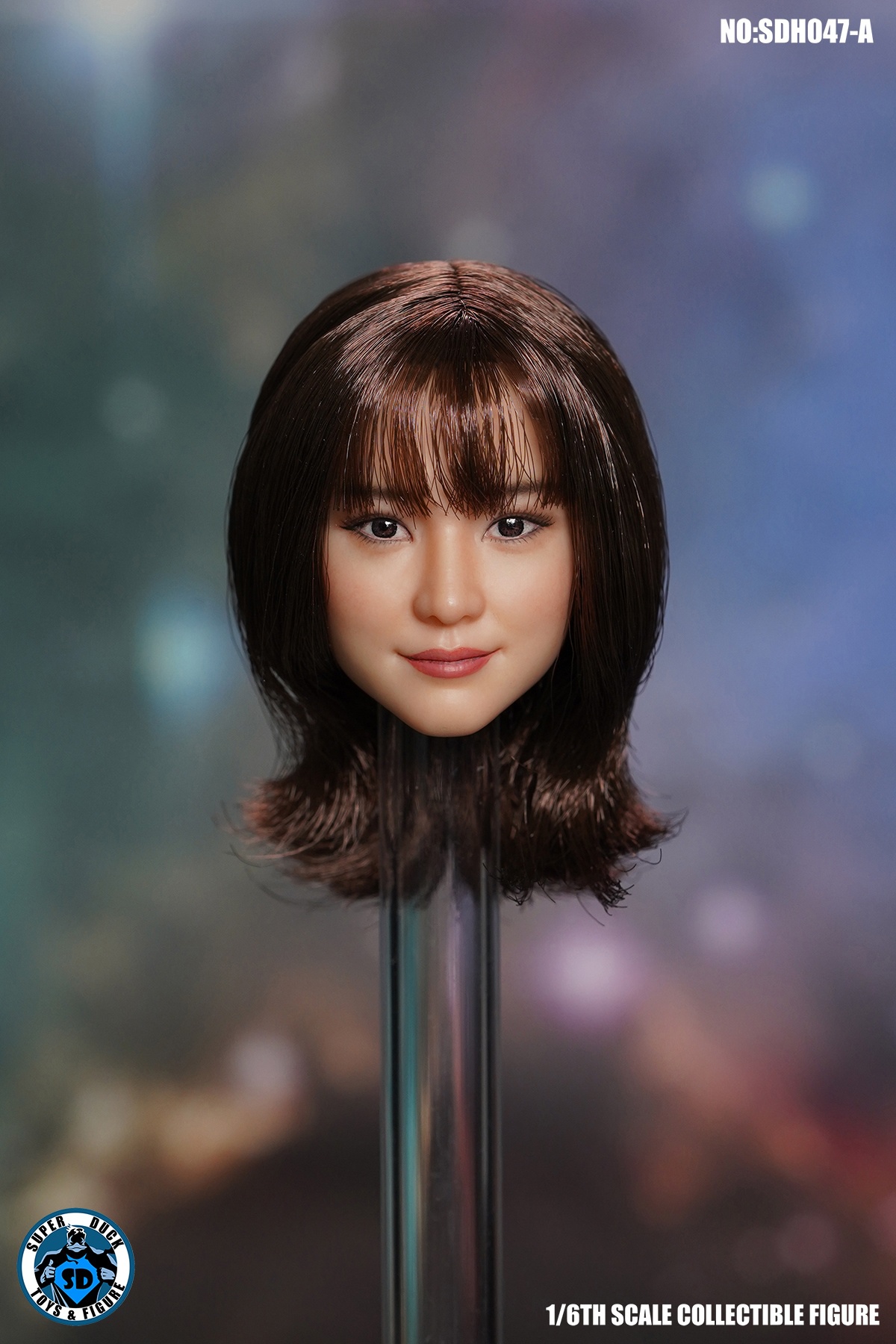 1/6 アジア人女性ヘッドA（Red Medium Hair）SD-H047A Super Duck 1:6 Asian Head Sculpture with Short Hair [SUD