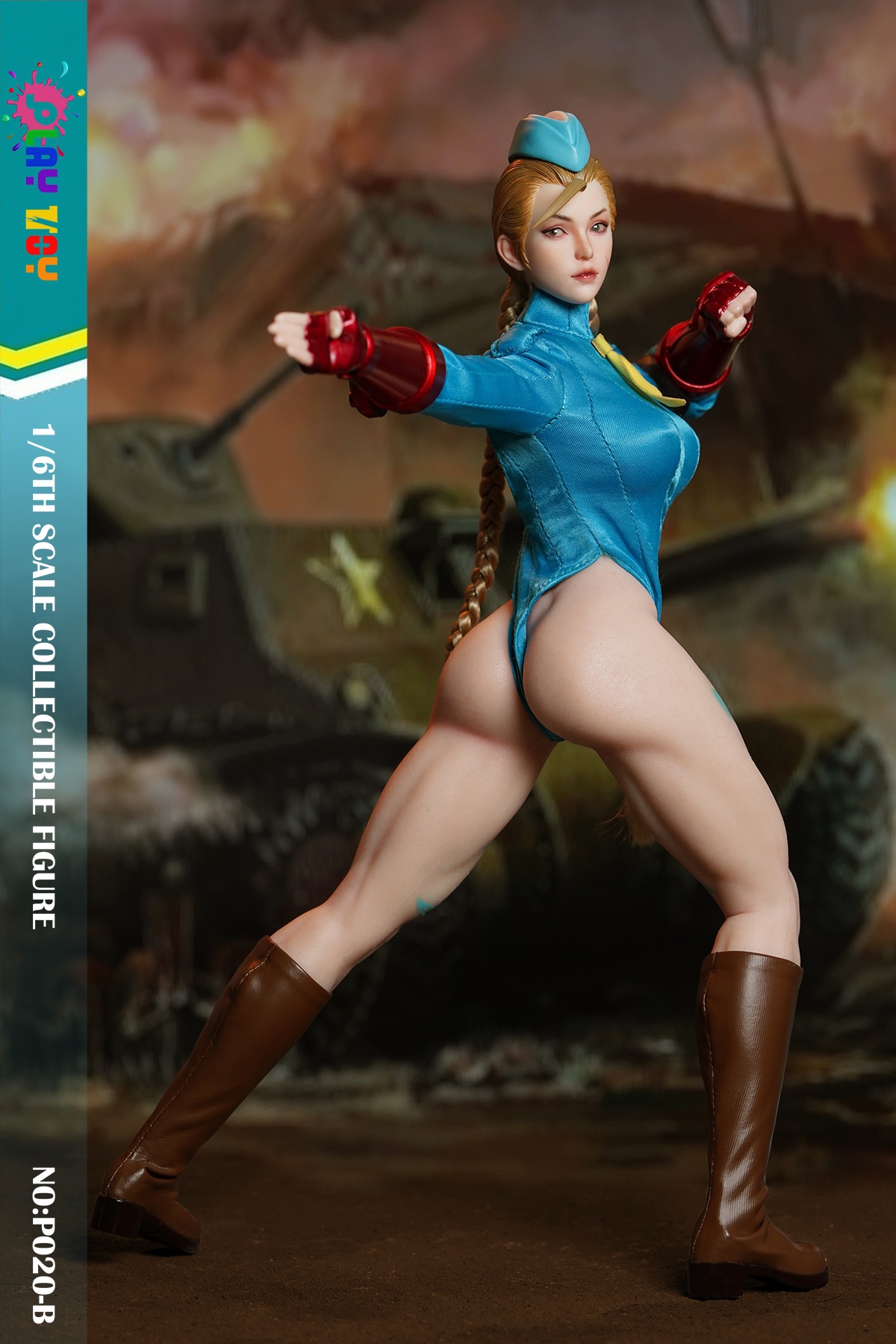 1/6 Play Toy Blue Fighting Female Warrior Action Figure [PT-P020B