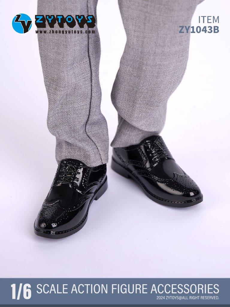 ZY Toys 1/6 Men’s Brogue Shoes in Black [ZY1043B] EKIA Hobbies