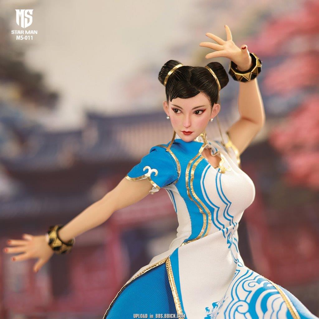 Star Man 1:6 Female Fighter Li Blue Cloud Patterned White