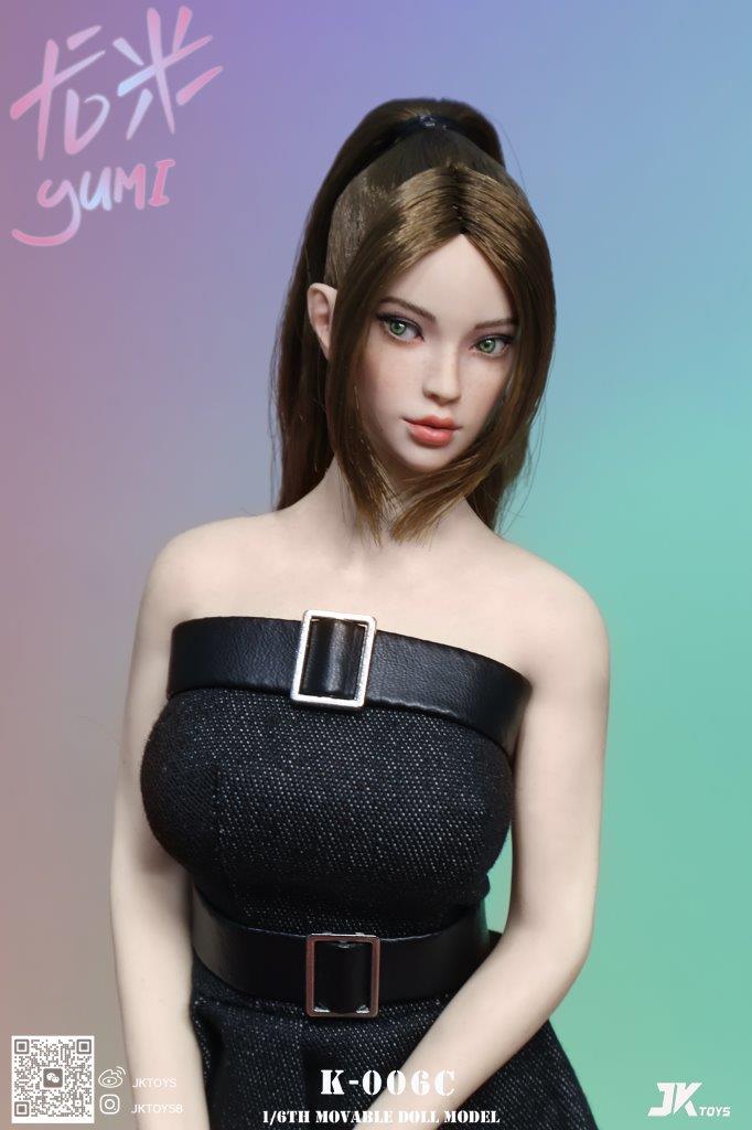 JK Toys 1/6 Multiracial Beauty Head Sculpture Yumi with Brown Hair