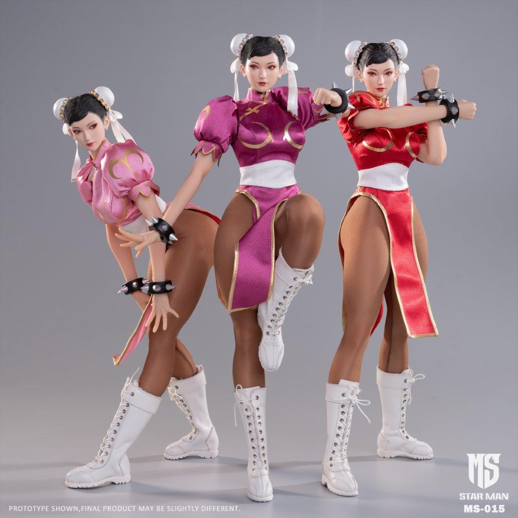 Star Man 1:6 Female fighter Chun-Li Pink Cheongsam Figure