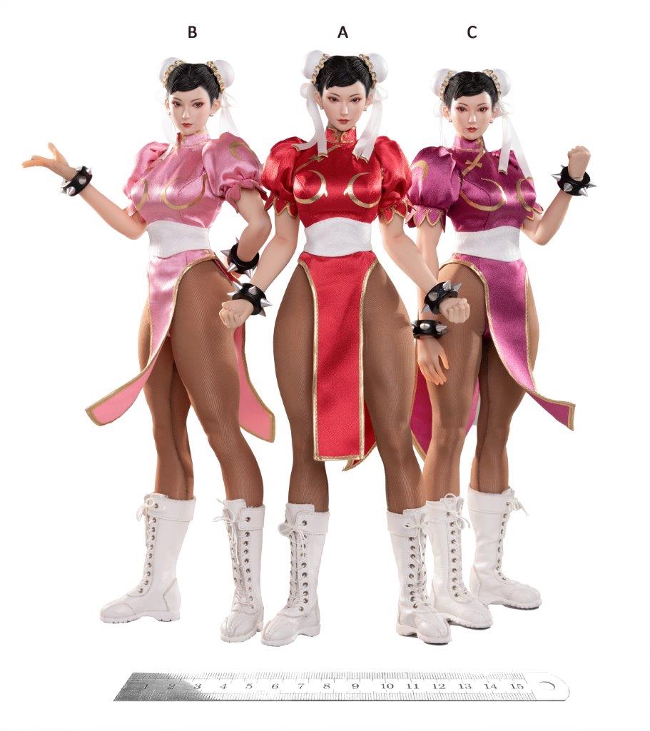 Star Man 1:6 Female fighter Chun-Li Pink Cheongsam Figure
