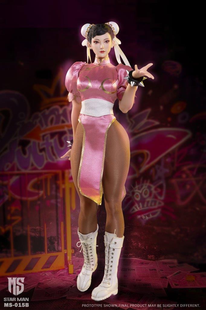 Star Man 1:6 Female fighter Chun-Li Pink Cheongsam Figure