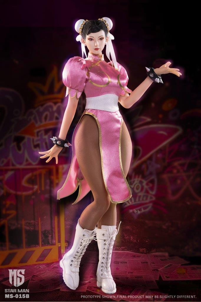 Star Man 1:6 Female fighter Chun-Li Pink Cheongsam Figure