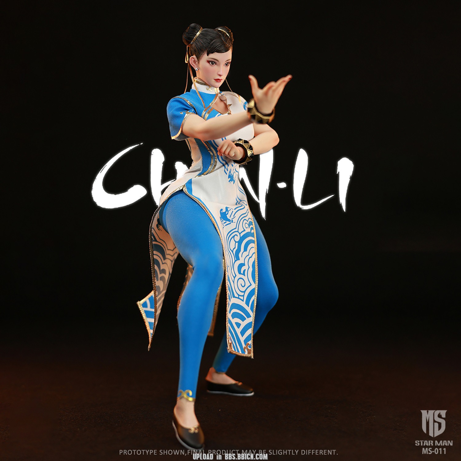 STAR MAN 1/6 フィーメール・ファイター ホワイトブルー MS-011 Star Man 1:6 Female Fighter Li Blue Cloud Patterned White