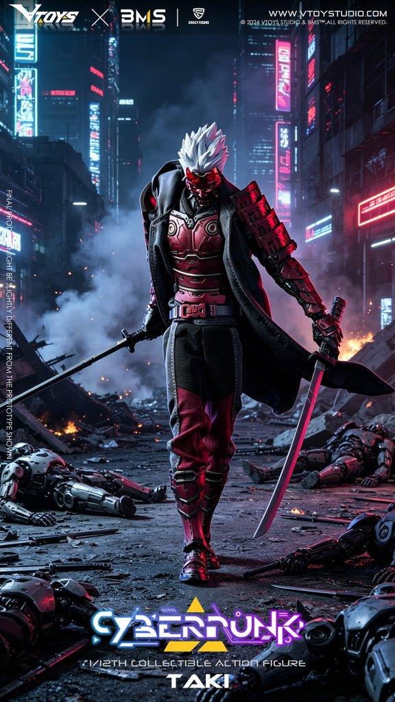 VTOYS X BMS 1:12 Cyberpunk Samurai The Crimson Dawn of the Blade
