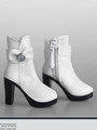 [ZY-1011B&91; 1:6 White Ankle Boots with Bowtie by ZY Toys