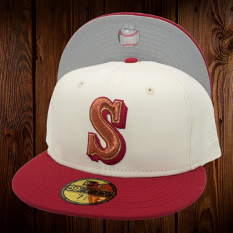 Seattle Mariners New Era No Patch Chrome/Hot Red Bill With Gray Bottom 59FIFTY Fitted Hat