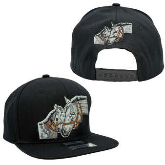 Horse WYNN Headwear Black Flat Bill Adjustable Snapback Hat