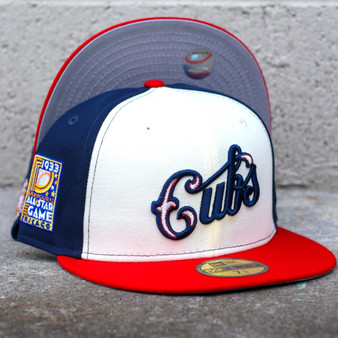 Chicago Cubs New Era Jersey Pack Chrome White And Navy/Red Bill And Gray Bottom With 1933 All-Star Game Patch On Side 59FIFTY Fitted Hat