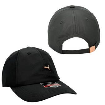 Puma Women’s Black With Small Metal Badge Logo Unstructured Adjustable Strap-Back Hat