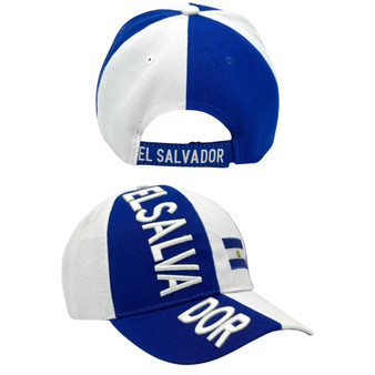 El Salvador Original Headwear Royal Blue/White With Flag Adjustable Velcro Back Hat